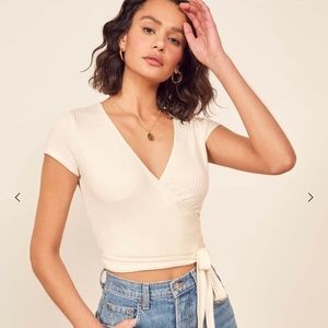 Reformation flora wrap top